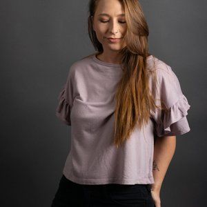 Lavender Ruffle Sleeve Top by Ginger G